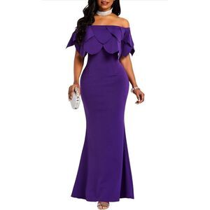 NEW Bodycon Dress Ruffle Off Shoulder Evening Maxi Dress M
